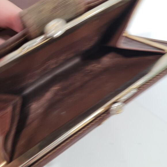 GUCCI Vintage GG Wallet Medium Bifold Brown Coin Bill Purse Kisslock Leather - Picture 9 of 15